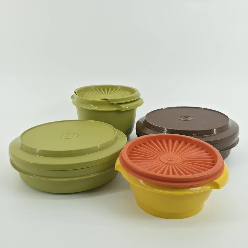 Tupperware Containers Lot Of 4 Harvest Colors Servalier,  Serve N Seal Vintage